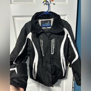 Warm Waterproof Black and White Puffer Ski Women’s Winter Jacket Size Med Work